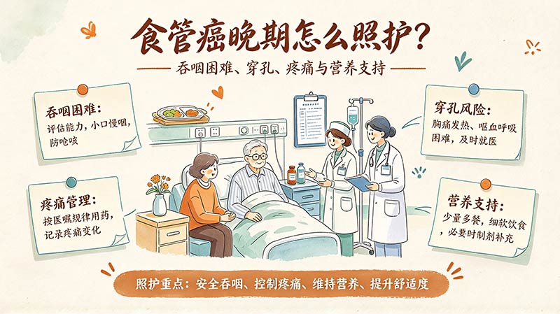 食管癌晚期怎么照护?吞咽困难、穿孔、疼痛与营养支持