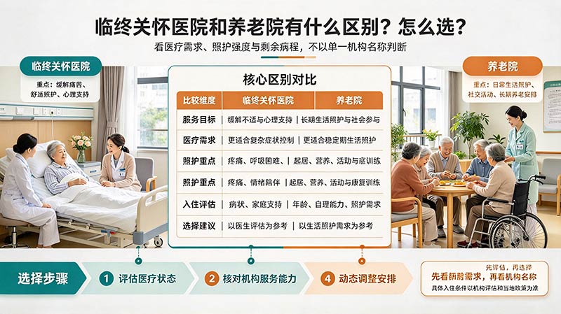 临终关怀医院和养老院有什么区别？怎么选？一张表讲清楚