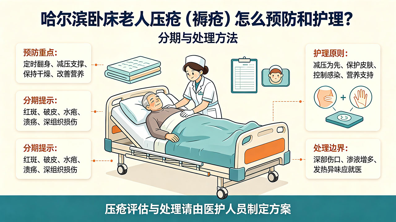 哈尔滨卧床老人压疮(褥疮)怎么预防和护理?分期与处理方法
