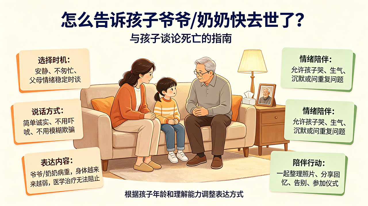 怎么告诉孩子爷爷/奶奶快去世了?与孩子谈论死亡的指南